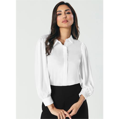 Long Sleeve Satin White Shirt