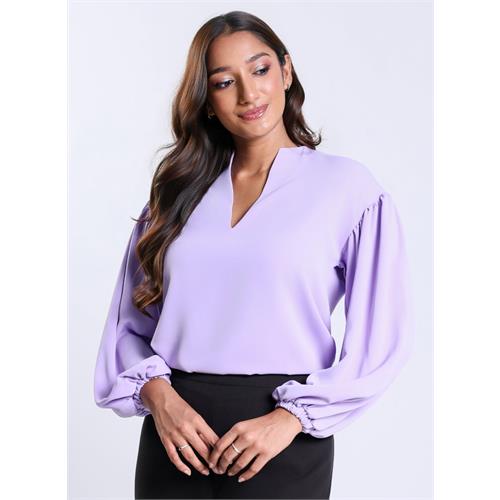 Long Sleeve VNeck Lavender Top