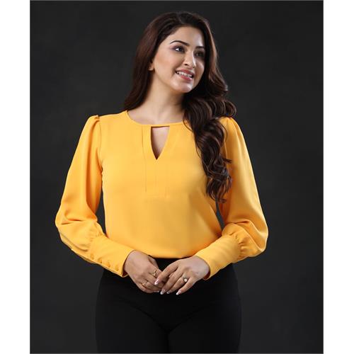 Long Sleeve Yellow Chiffon Top