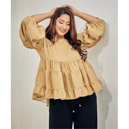 Loose Fitted Cotton Beige Top