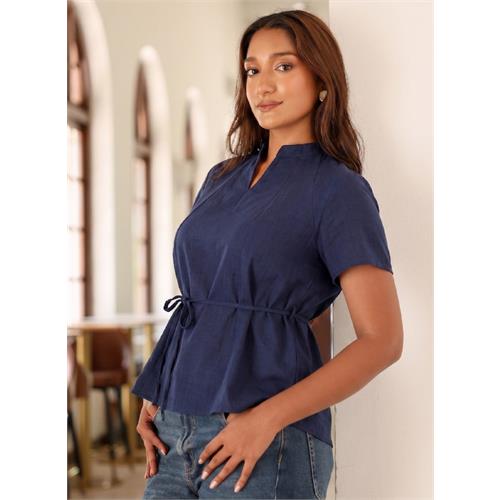 Navy Blue Sleeve Variant Cotton Top