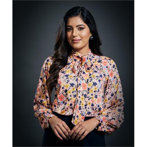 Neck Tie Long Sleeve Satin Top