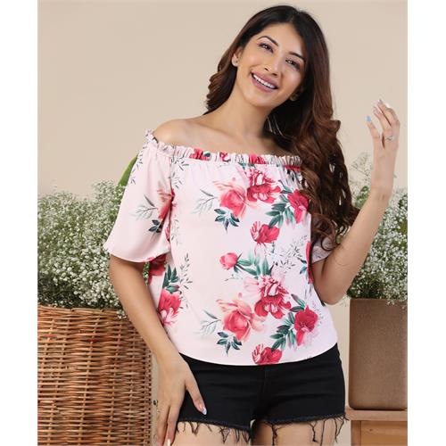 Off Shoulder Elasticated Printed Top