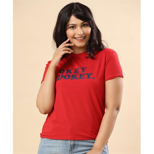 Okey Dokey Printed Red Tshirt