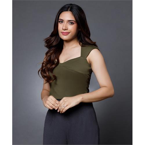 Olive Sweetheart neck top