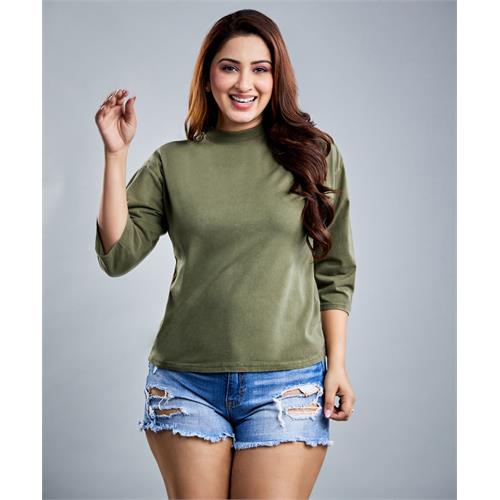 Olive Three-Quarter Sleeve T-Shirt