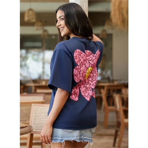 Oversized Back Floral Printed T-Shirt