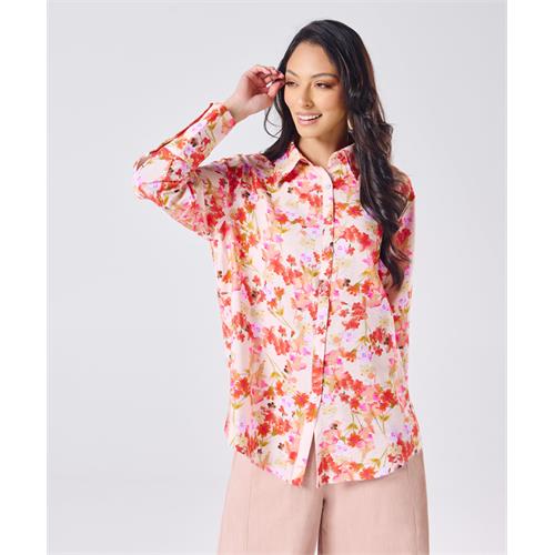 Oversized Orange Printed Shirt