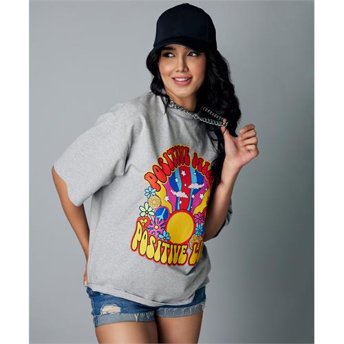 Oversize Gray Marl Positive Tshirt