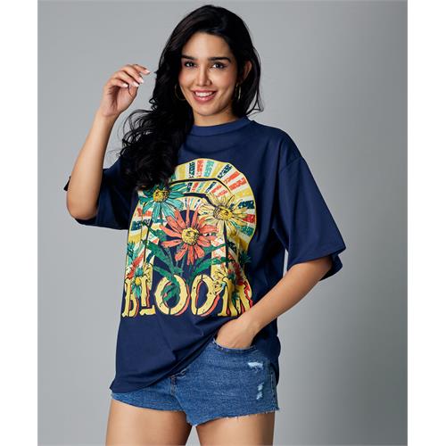 Oversize Navy Bloom Tshirt