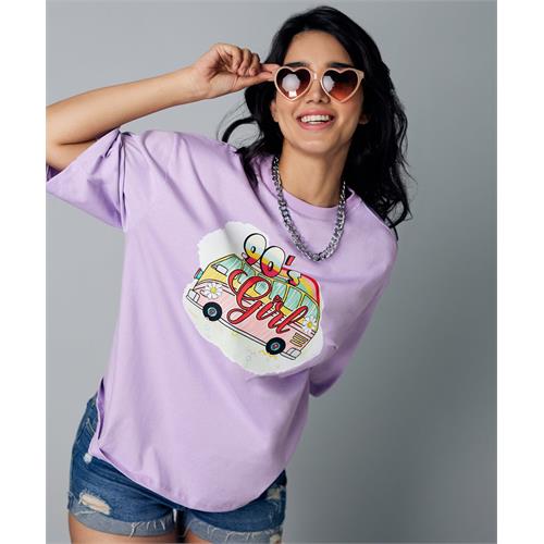 Oversize Purple 90's Girl Tshirt