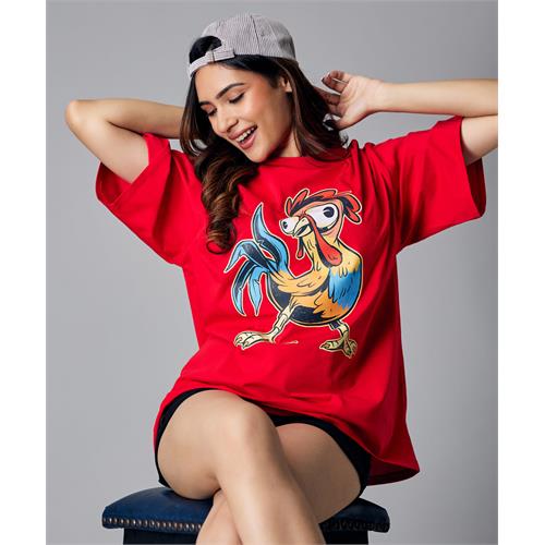 Oversize Red Chick Tshirt