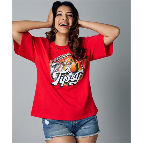 Oversize Tipsy Red Tshirt