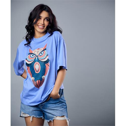 Owl Printed Oversized Tshirt