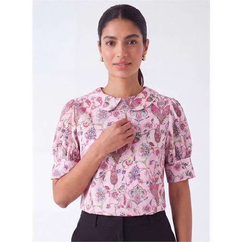 Peter Pan Collar Pink Printed Top