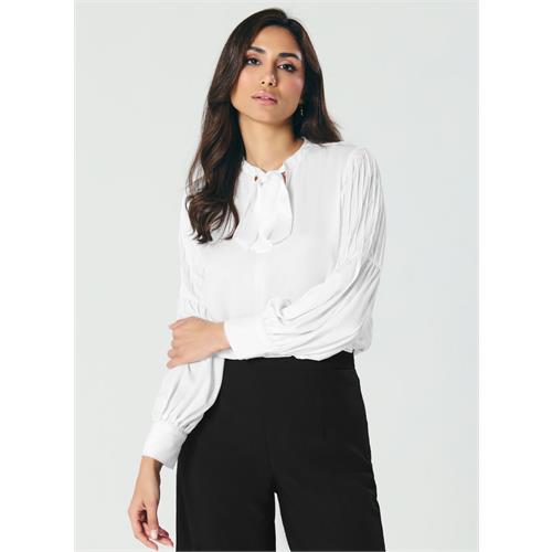 Pintucked Lantern Long Sleeve Top