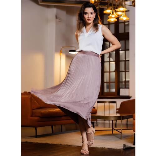 Pleated Printed Skirt