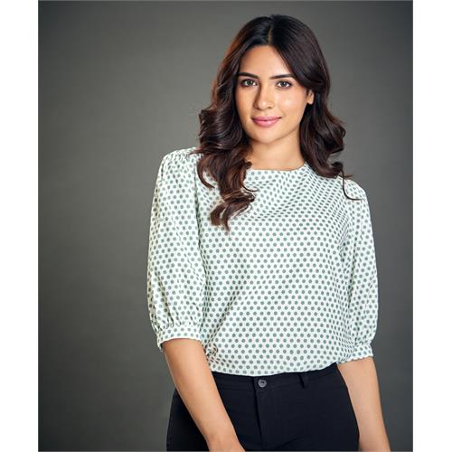 Polka Dot Print Puff Sleeve Blouse