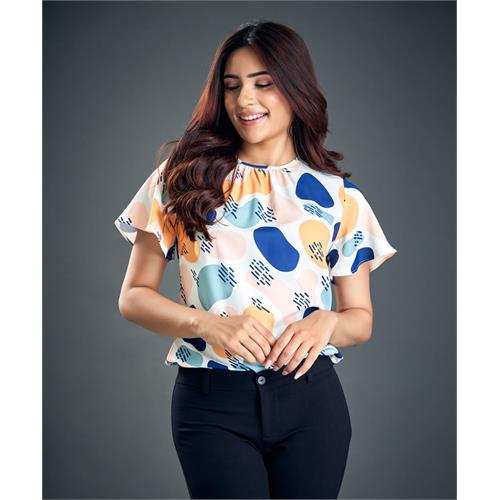 Printed Back Keyhole Blouse