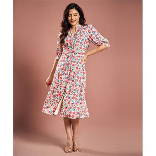 Printed Half Sleeve Aline Chiffon Dress