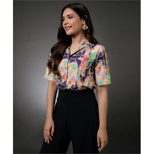 Printed Oversized Shirt With Lapels
