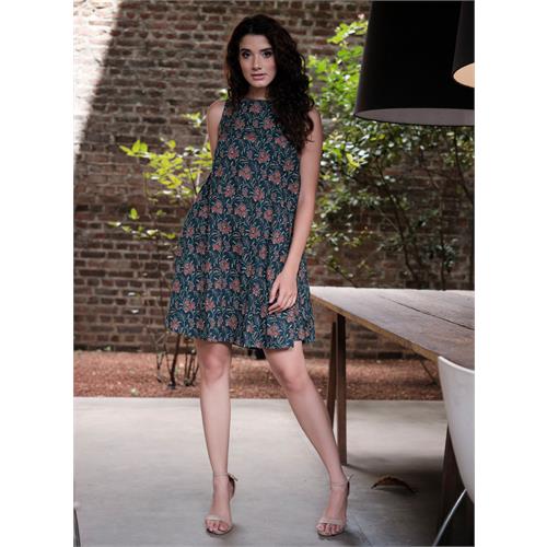 Printed Sleeveless Cotton Midi Dress