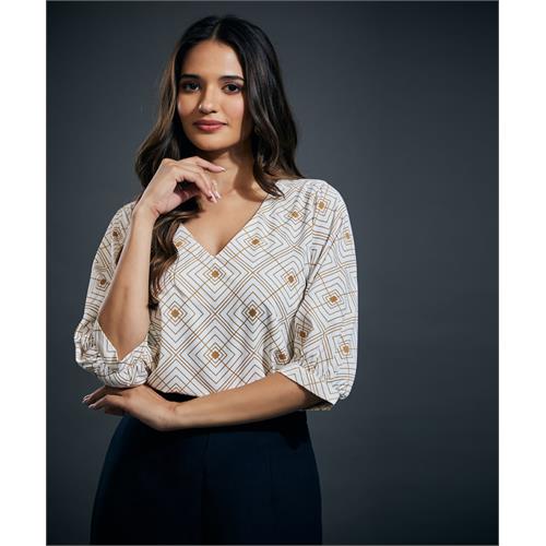 Printed Vneck Half sleeve top