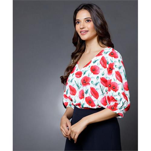 Printed Vneck Half sleeve top