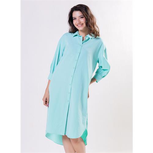 Puffed Sleeve Shirt Top -Green