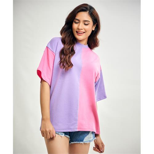 Purple And Pink Oversized Mid Contrast Tshirt