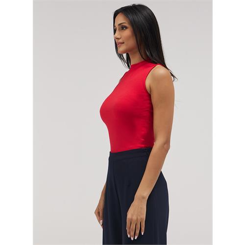 Rib Skinny Top - Red