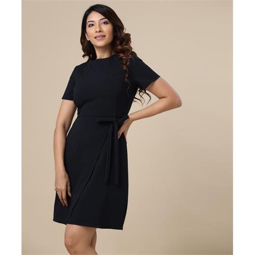 Round Neck Shift Navy Dress