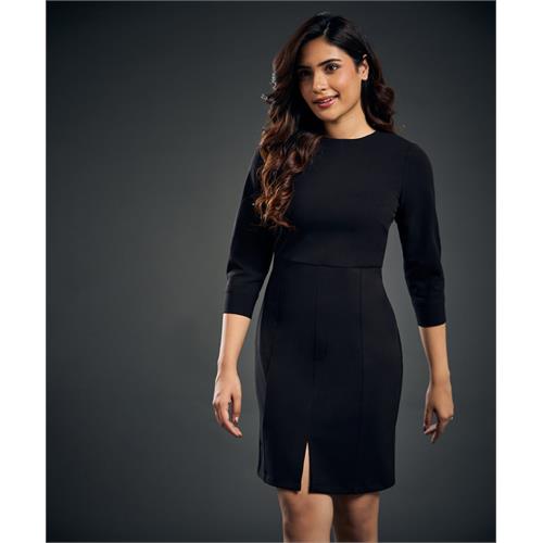 Round Neck Three Quarter Sleeve Shift Dress