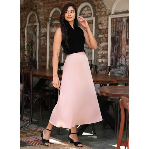 Satin A-Line Skirt - Pink