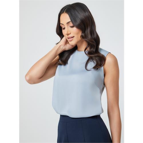 Satin Sleeveless Light Blue Top