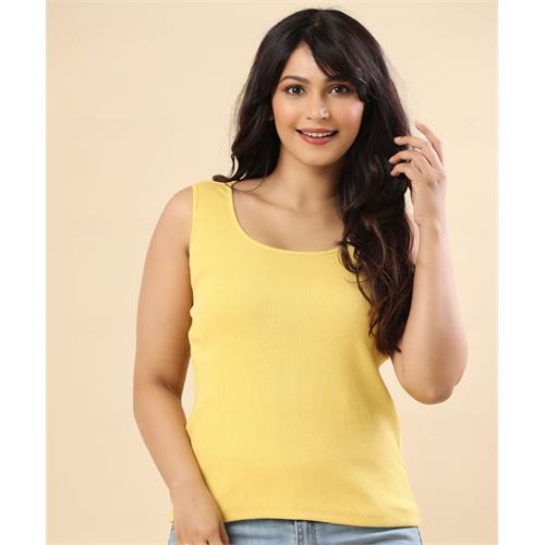 Scoop Neck Rib Yellow Top