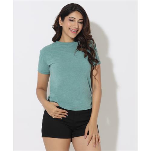 Short Sleeve High Low Green Tshirt