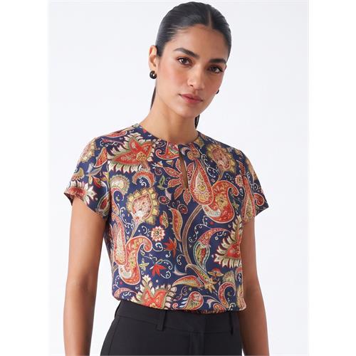 Short Sleeve Neck Pleated Top