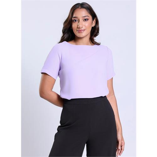 Short Sleeve Satin Chiffon Lavender Top