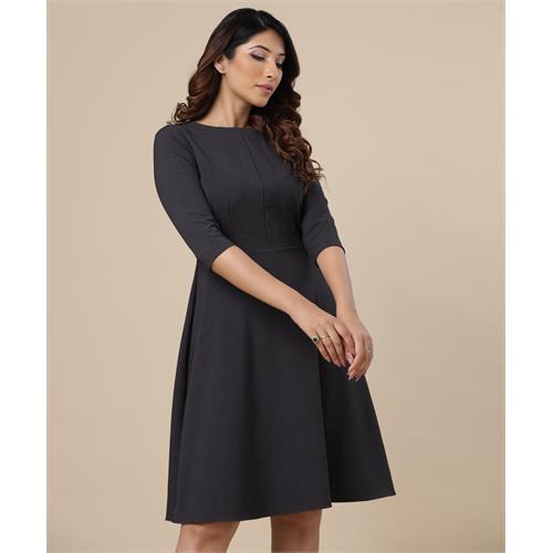 Shoulder Detailed Formal Grey Dress