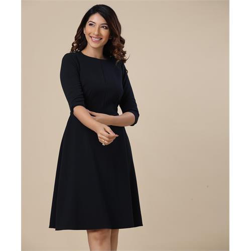 Shoulder Detailed Formal Navy Dress