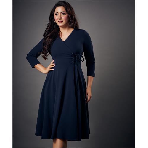 Side Looped Skater Navy Dress