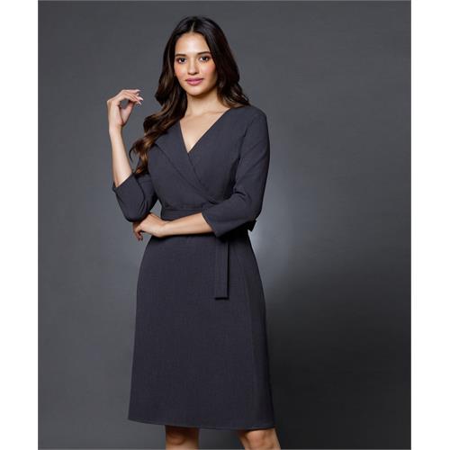 Skater Lapel Attached Grey Dress