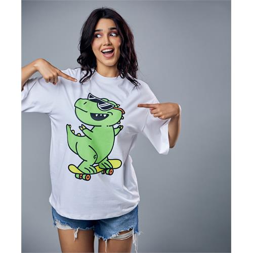 Skating Croco White Oversized Tshirt