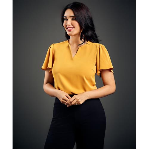 Sleeve Flared Vneck Chiffon Top