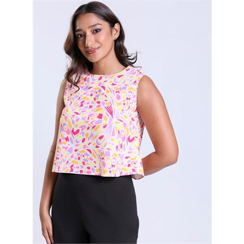 Sleeveless Butterfly Printed Crop Top