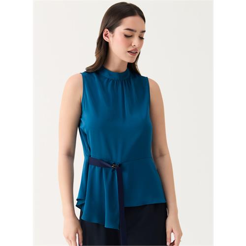 Sleeveless D-Ring Belt Teal-Blue Top