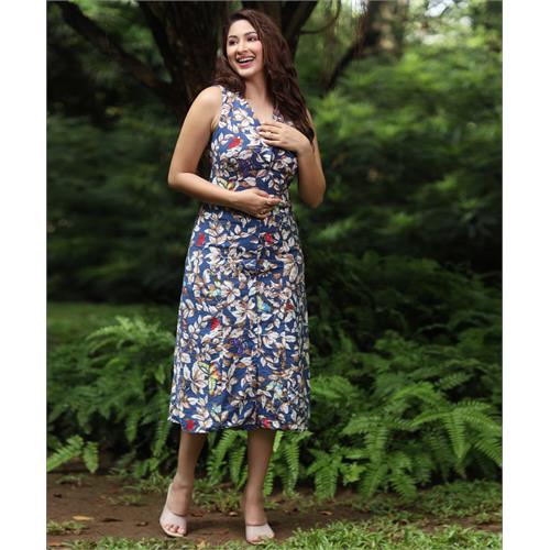 Sleeveless Floral Printed Midi Dress