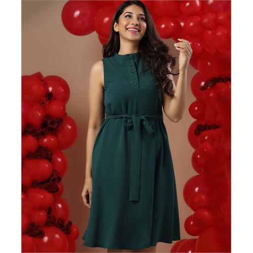 Sleeveless Front Buttoned Formal Dress