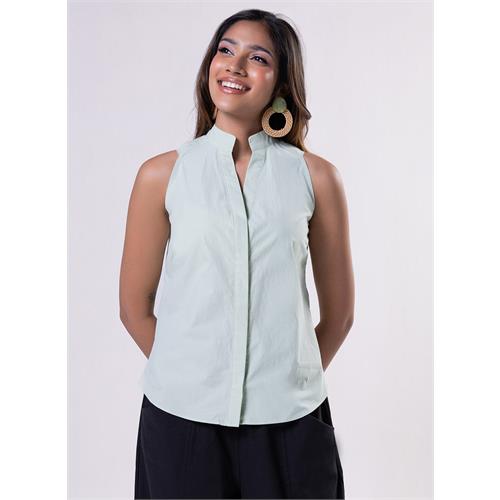 Sleeveless High Neck Cotton Top